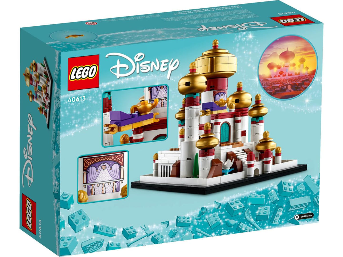 LEGO Disney 40613 flying carpet assembly for dynamic display and play.
