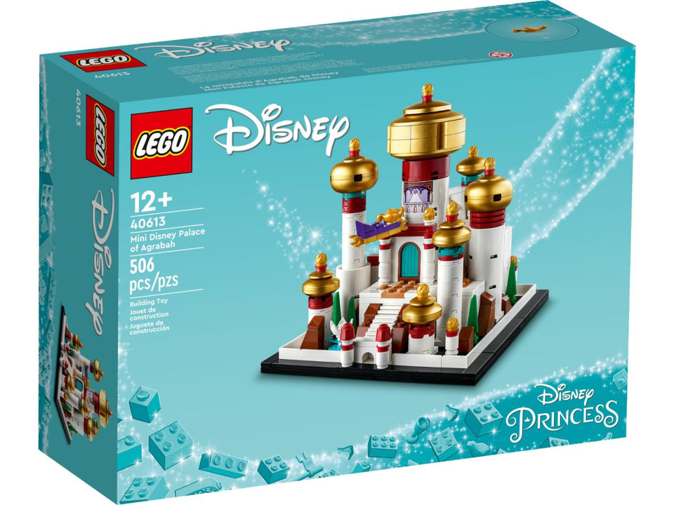 LEGO Disney 40613 palace of Agrabah towers for display and imaginative play.