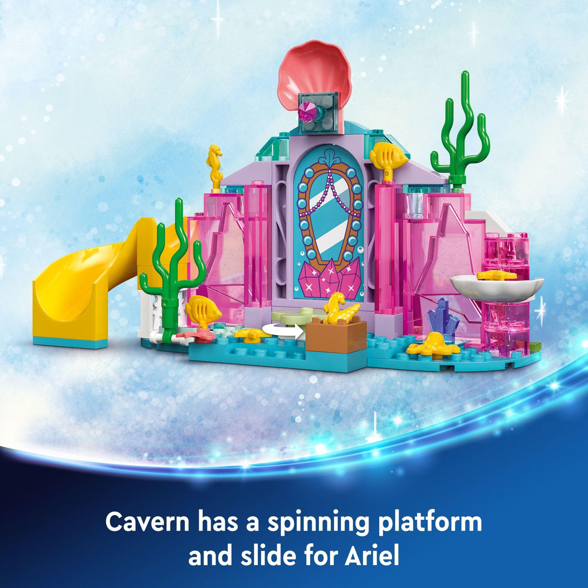 LEGO Ariel whale vehicle image suggests exciting travel between cavern and shipwreck.