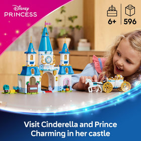 LEGO Disney Cinderella Castle stable with hay for storytelling adventures.