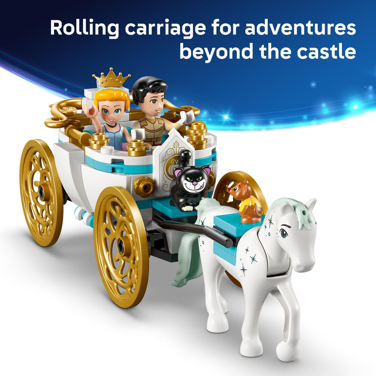 LEGO Disney Cinderella gown crown wand accessories for dress-up fun.