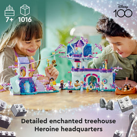 LEGO Disney Enchanted Treehouse waterfall with hidden cave enhancing exploration and adventure.