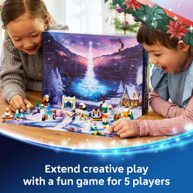 LEGO ice tree and fireplace create cozy winter scenes.