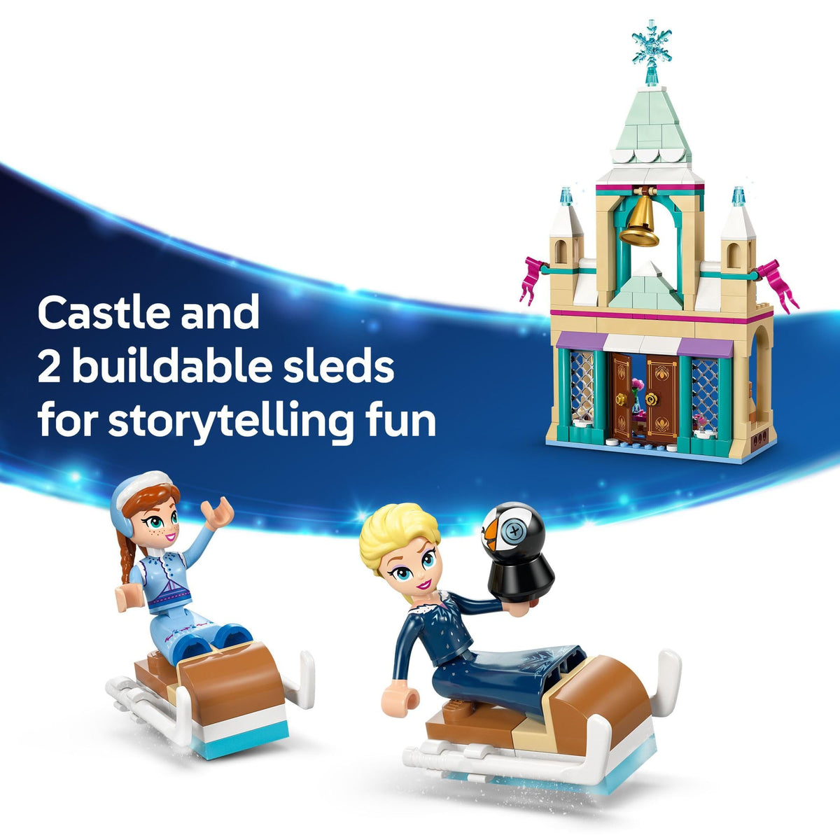 LEGO Disney Frozen Arendelle Castle sleds spark imaginative racing play.