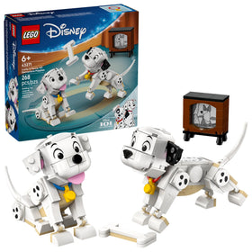 LEGO Disney Lucky & Penny puppies posed figures for dynamic pretend play.