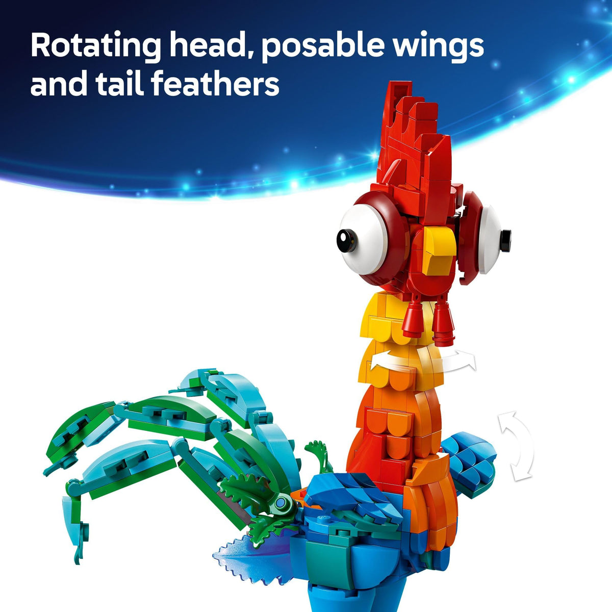 LEGO Disney Moana Heihei brick-built model close-up for storytelling moments.