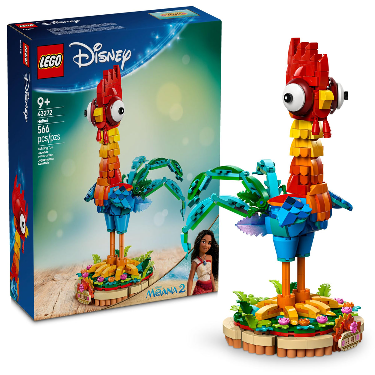 LEGO Disney Moana Heihei figure assembled for display and imaginative play.