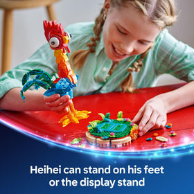 LEGO Disney Moana Heihei on display stand enhances fan collections.