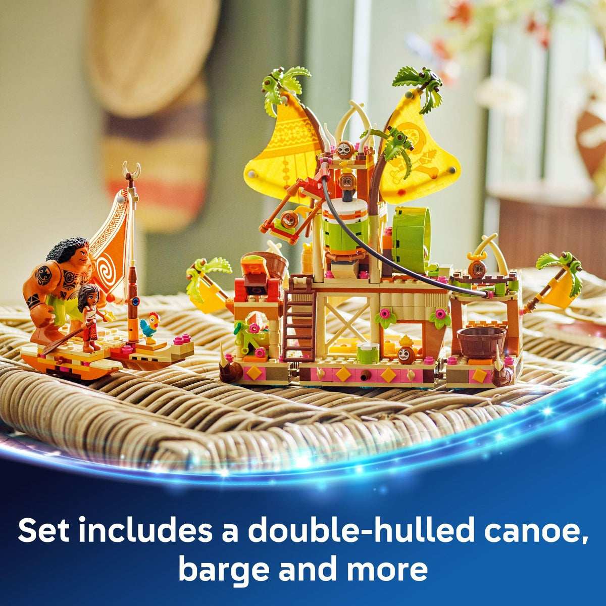 LEGO Disney Moana Kakamora Barge three-boat configuration encourages creative sailing adventures