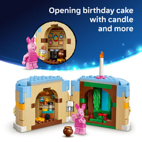 LEGO Disney Piglet's Birthday Fun Pooh's house reveal adds imaginative backdrops to the scene.