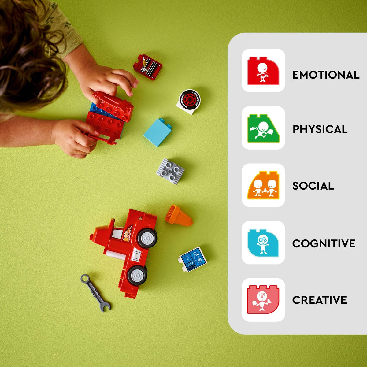 Engine brick detail enables hands-on maintenance play with LEGO Disney Pixar Mack.