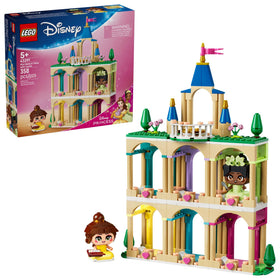 LEGO Disney Princess Mini Belle and Tiana castle front view supports imaginative play.