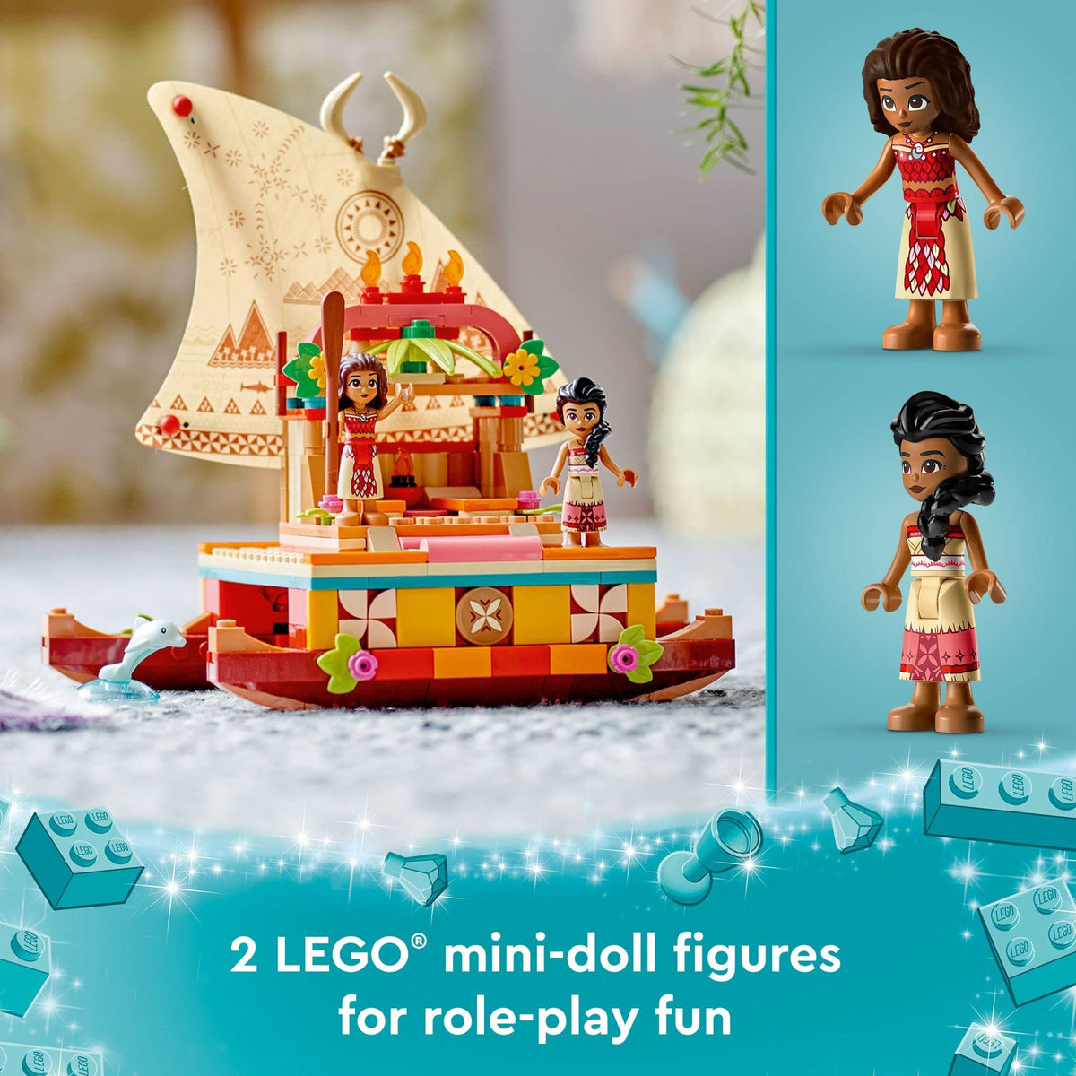 LEGO Disney Princess Moana adventure kit supports open-ended coastal adventures.