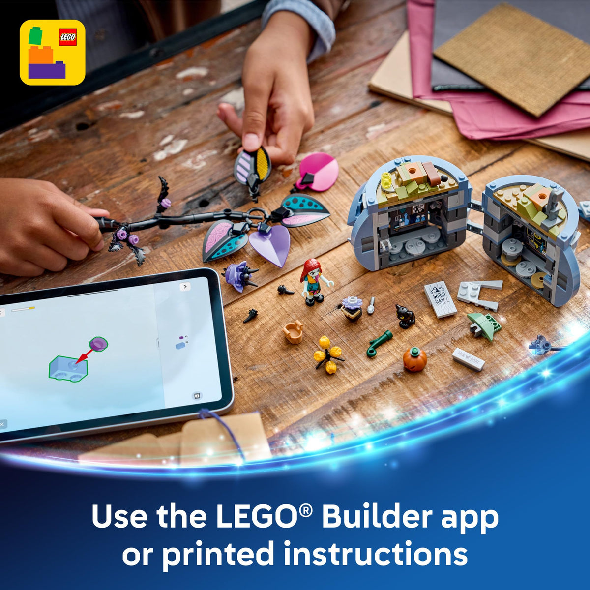 346-piece LEGO set with dimensions guide for display