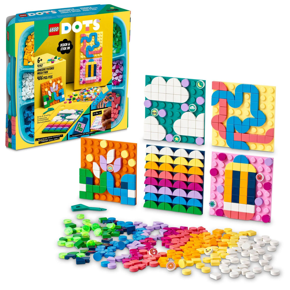 LEGO DOTS adhesive patches mega pack for creating personalized notebook designs.