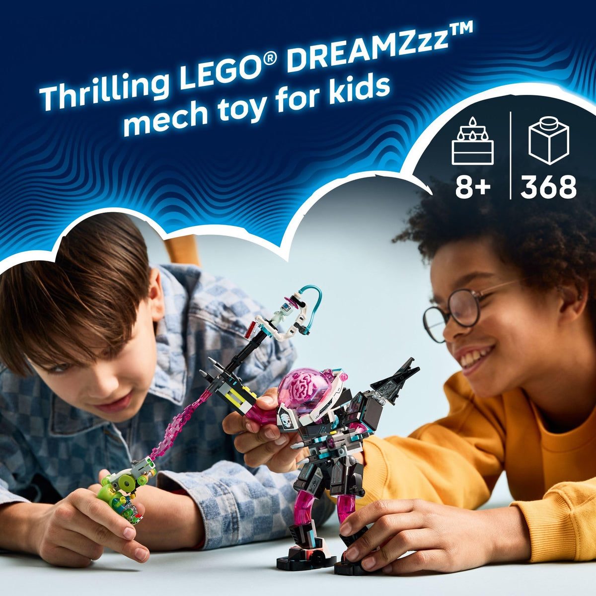 LEGO DREAMZzz Cyber Brain mech-tower poseable battle scene