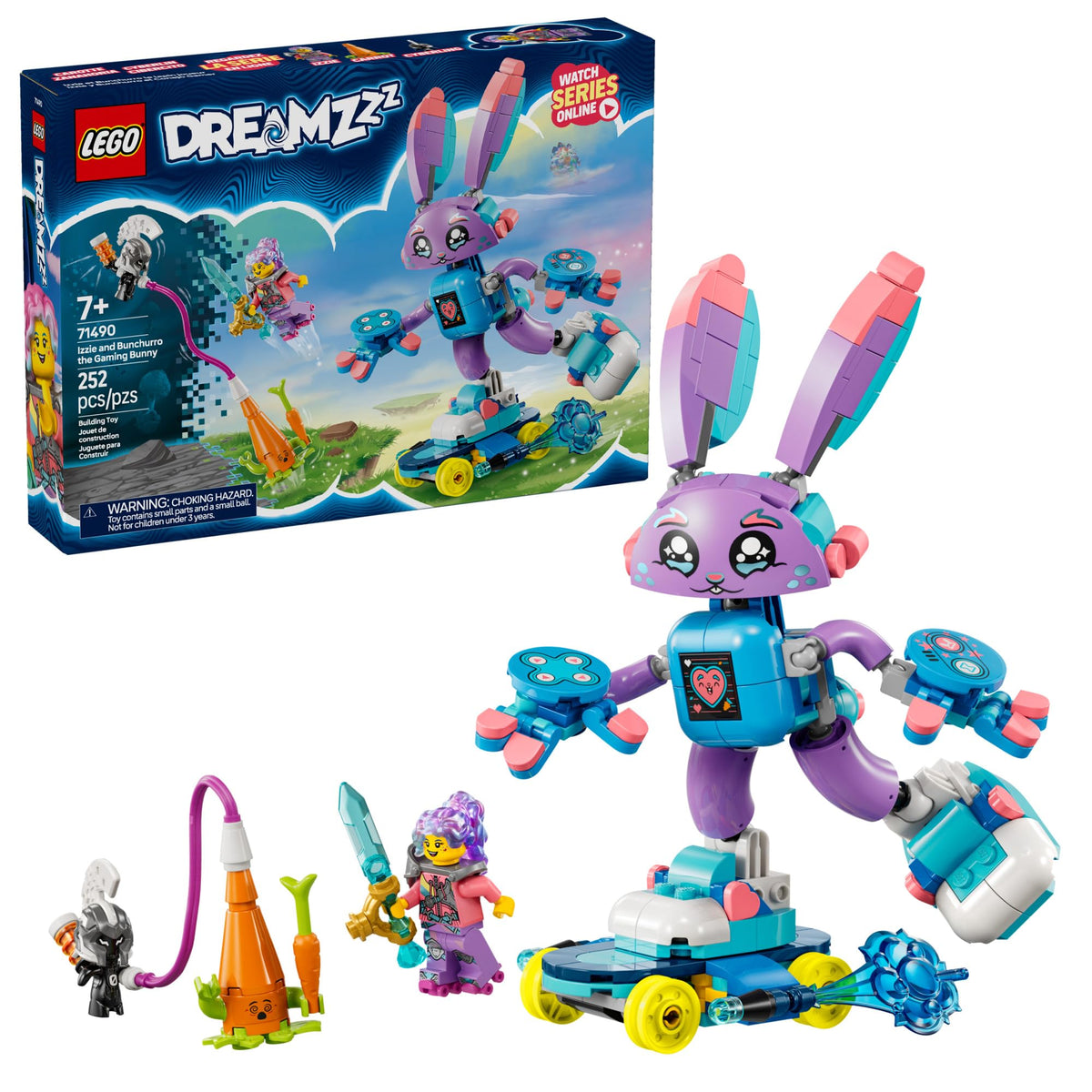 LEGO DREAMZzz Izzie and Bunchurro gaming bunny assembly for imaginative play.