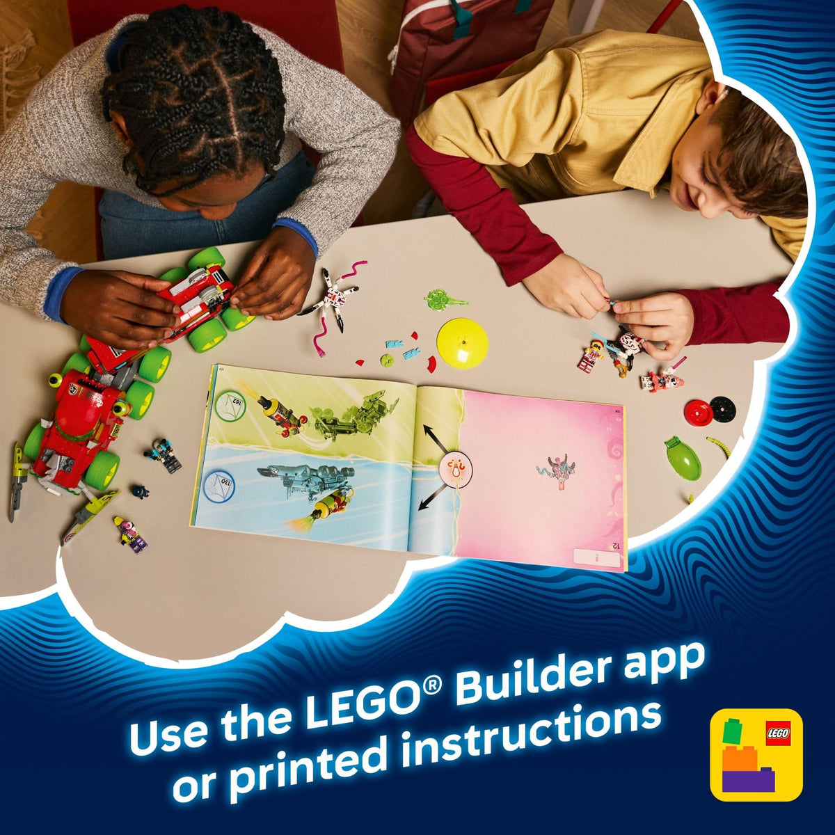LEGO DREAMZzz Mateo's Spray Paint Truck includes story-led instructions and Builder app.
