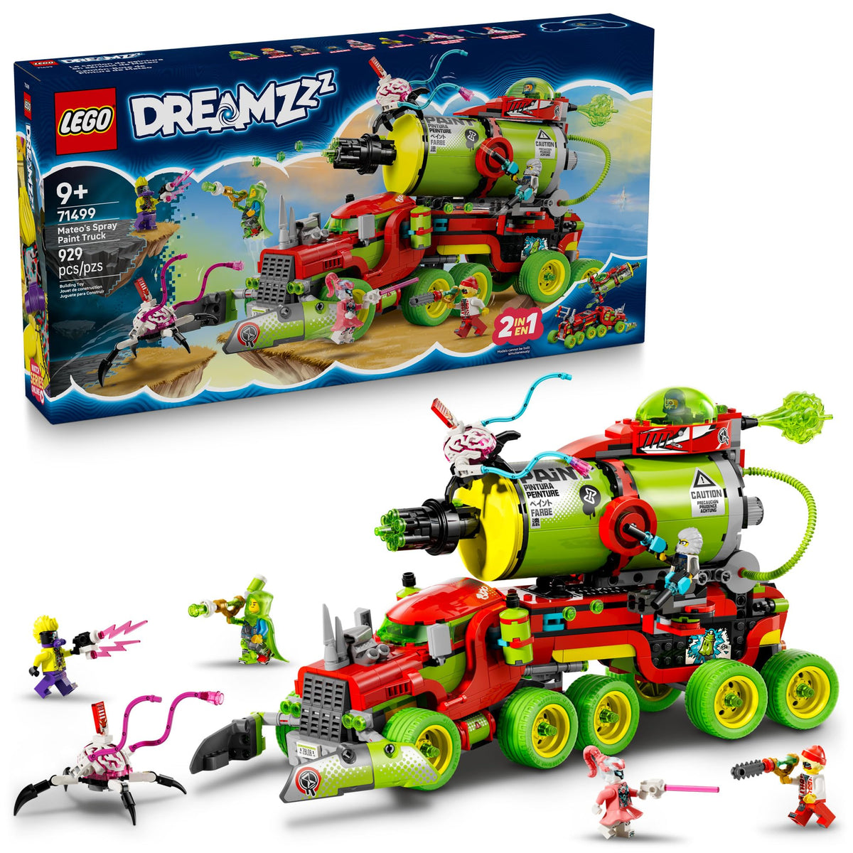 LEGO DREAMZzz Mateo's Spray Paint Truck front view for imaginative battles.
