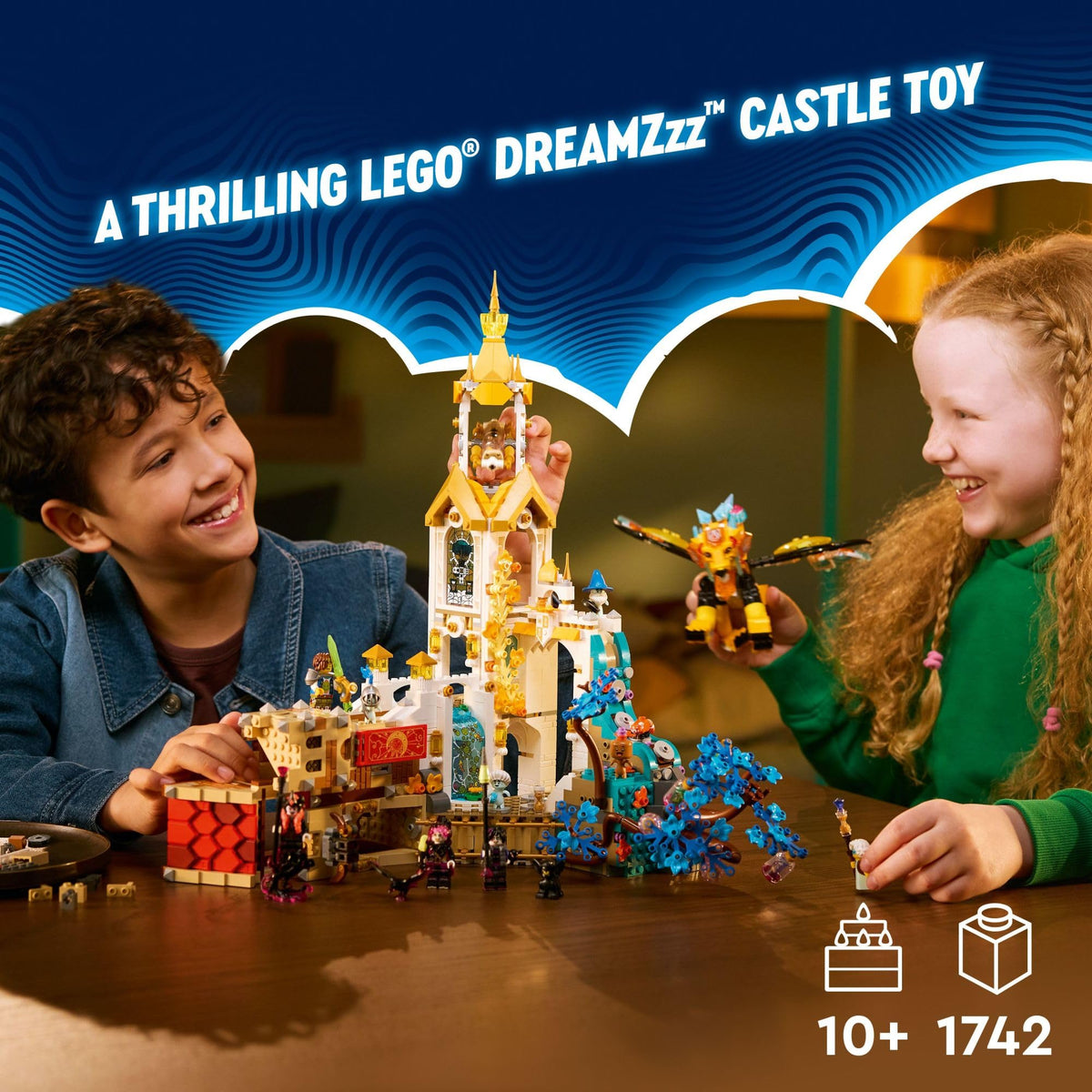 LEGO DREAMZzz Castle Nocturnia fortress tower showcases sturdy battlements for imagined quests.