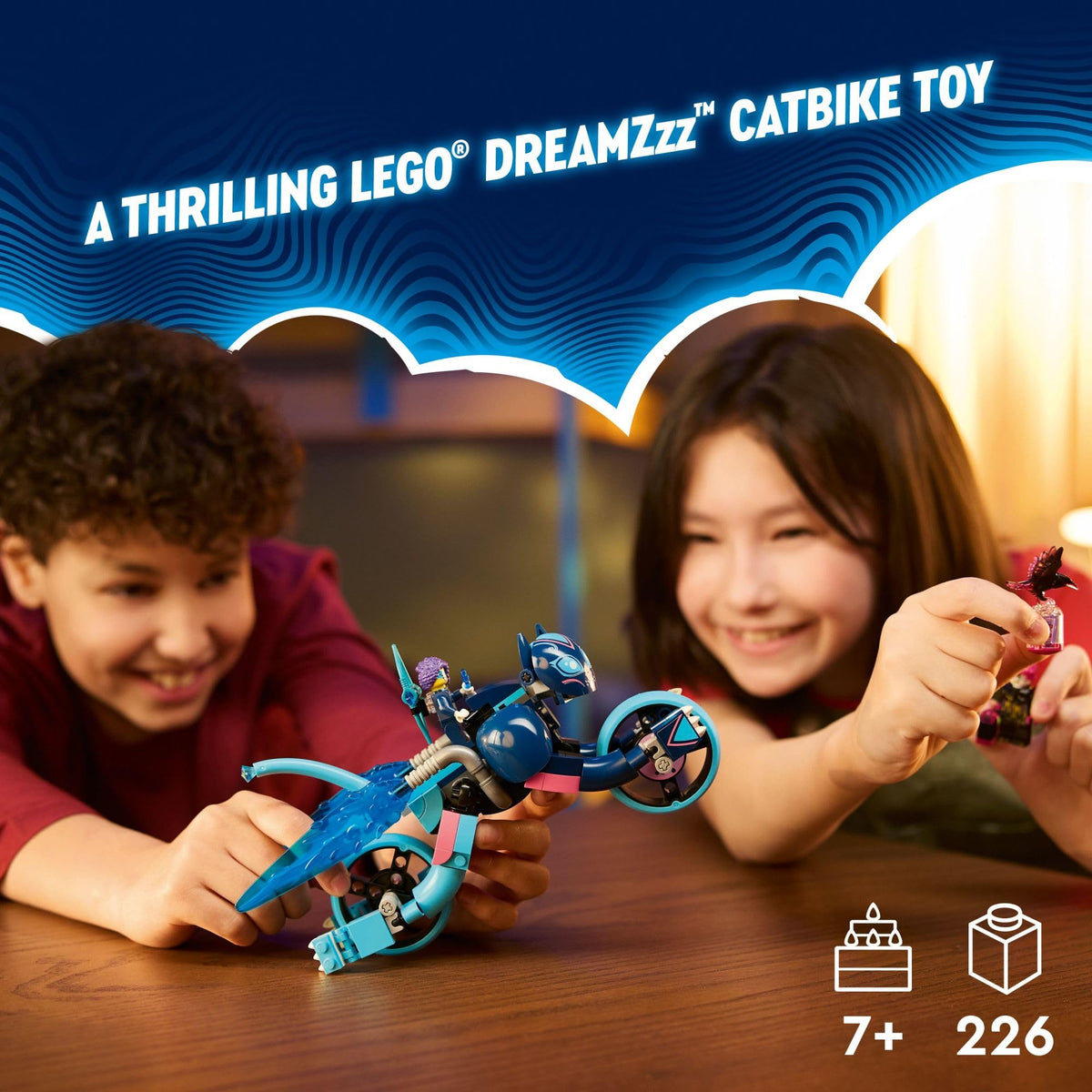 LEGO DREAMZzz Catbike wheels mode shown for smooth rolling play