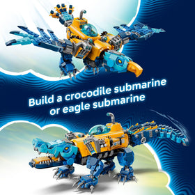 LEGO DREAMZzz Crocodile Submarine eagle wings build enhances aerial pretend play.