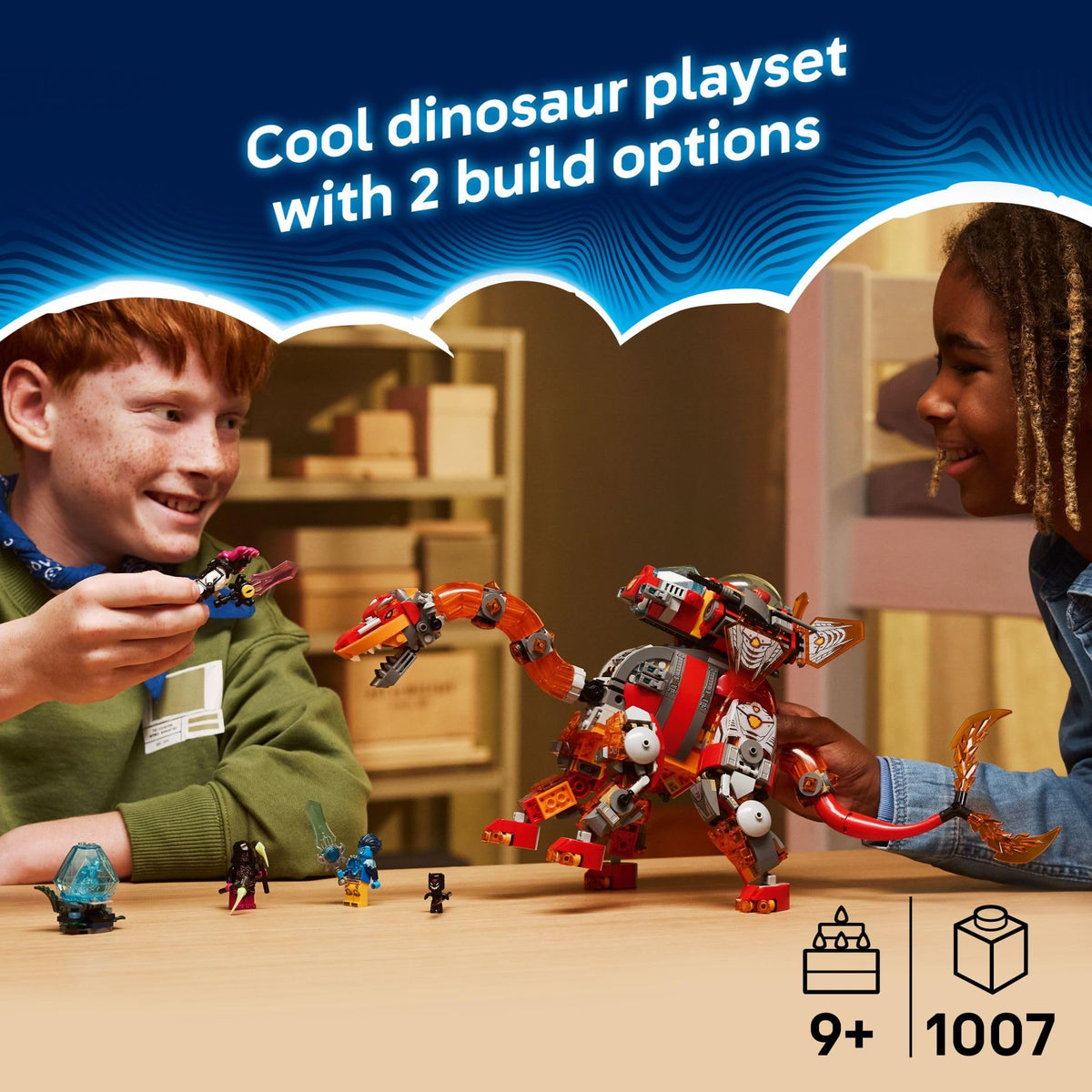 LEGO DREAMZzz Dino Jet stegosaurus mech with armor for adventurous duels