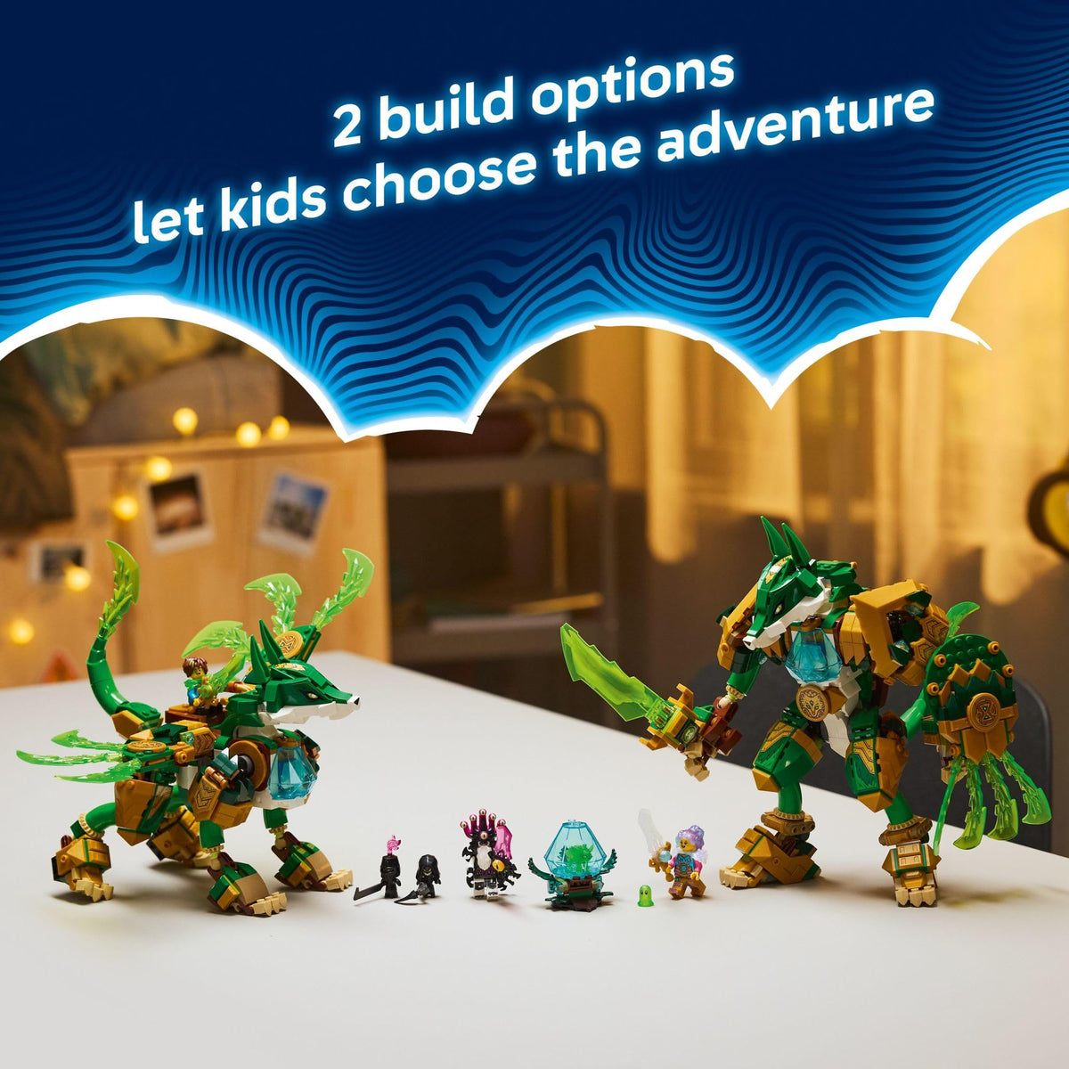 LEGO DREAMZzz Fox Guardian Mech diamond egg hatch reveals Green Treasure Creature