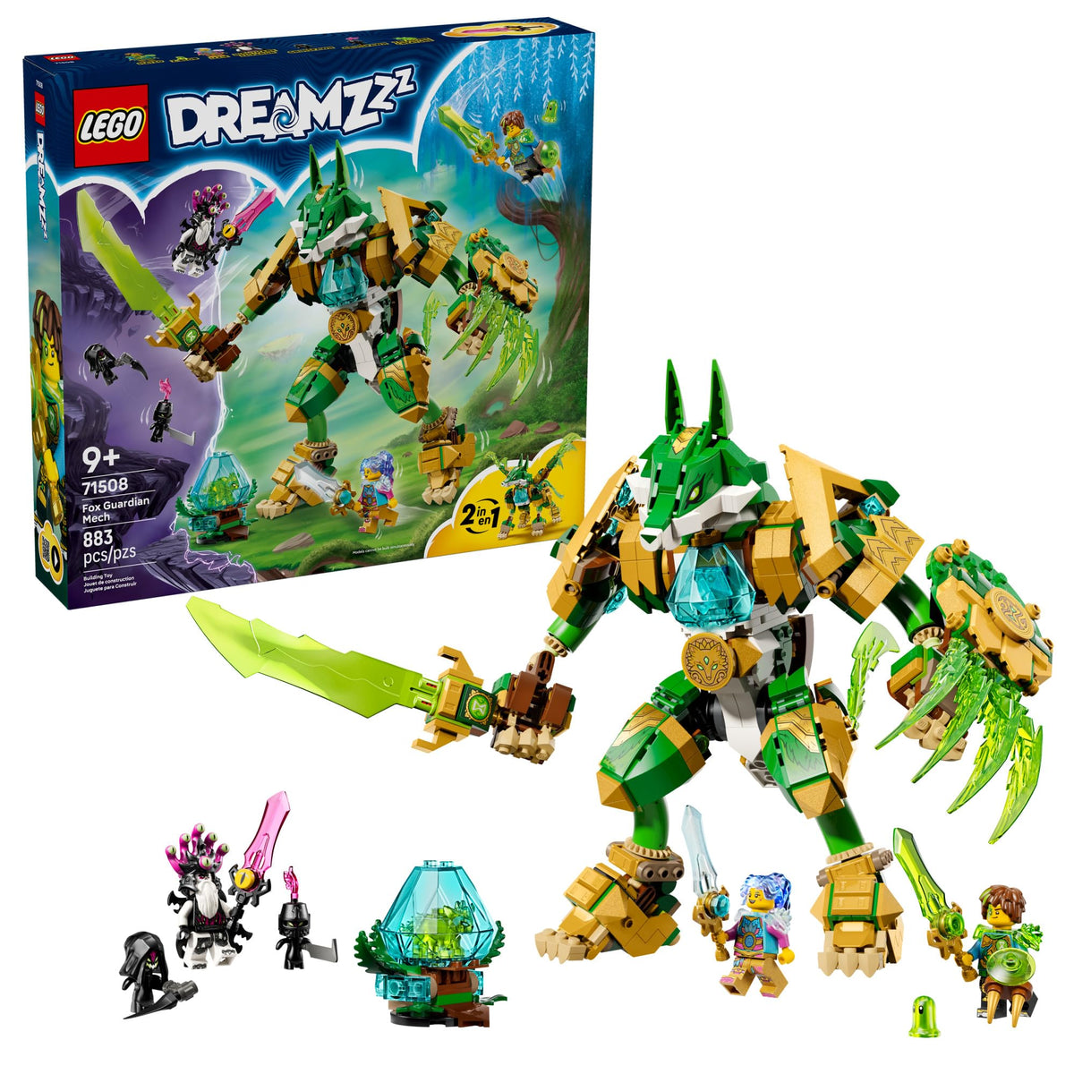 LEGO DREAMZzz Fox Guardian Mech minifigures lineup for imaginative storytelling