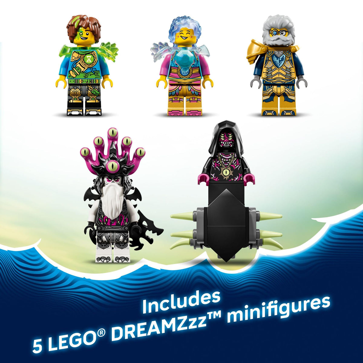 LEGO DREAMZzz Includes Mateo Izzie Oz Arika minifigures for imaginative storytelling