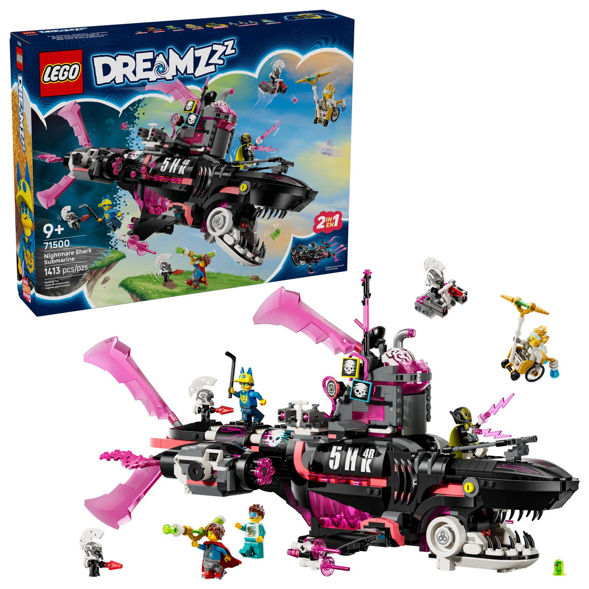 LEGO DREAMZzz Nightmare Shark Submarine model for imaginative play and storytelling.
