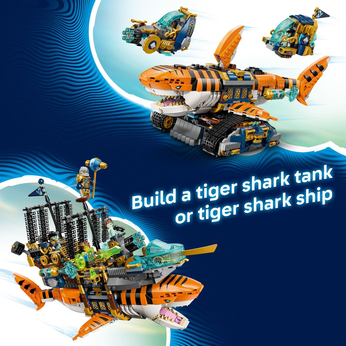 LEGO DREAMZzz Tiger Shark Ship front cannon for treasure-hunting adventures