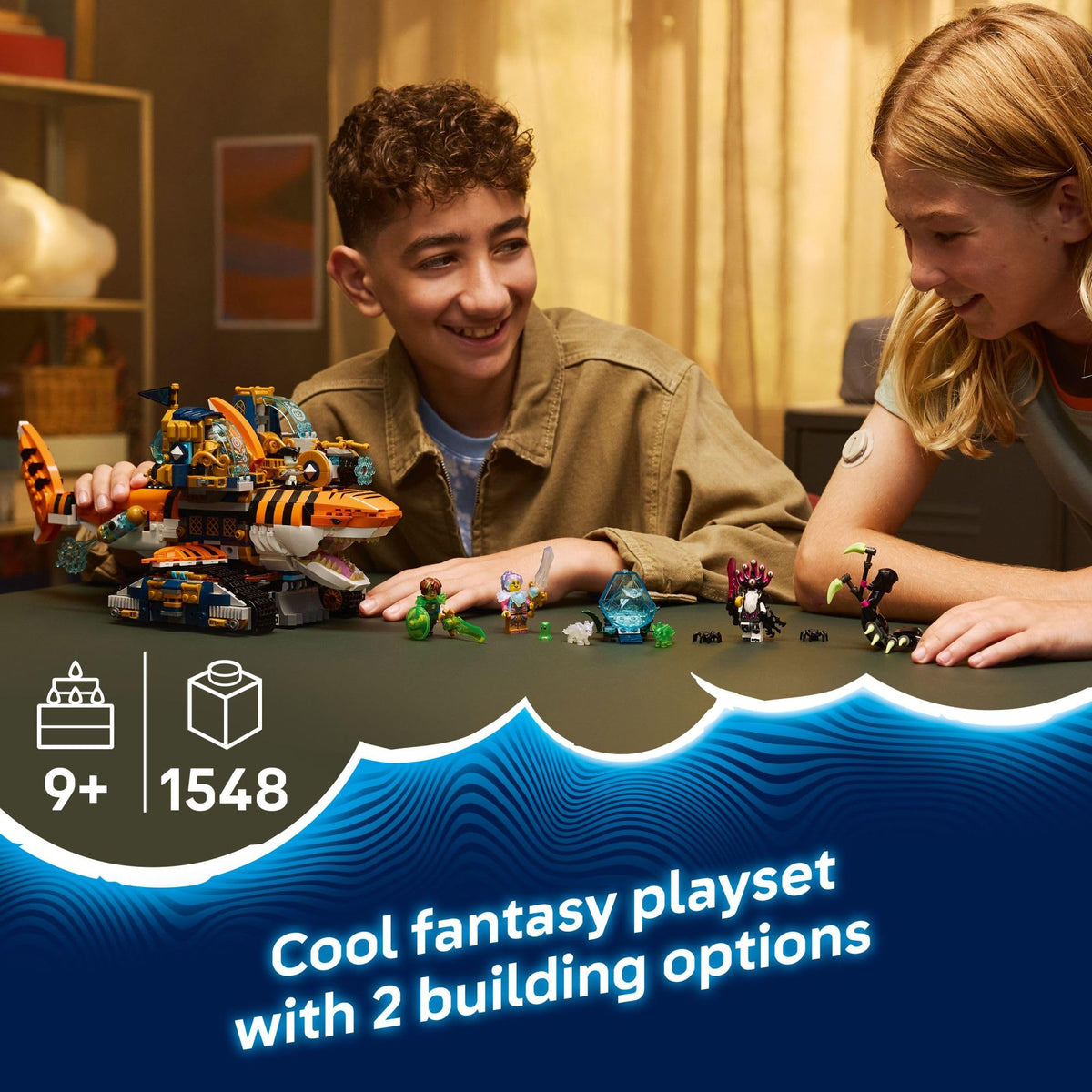 LEGO DREAMZzz Tiger Shark Tank with movable tail for action-packed pretend battles