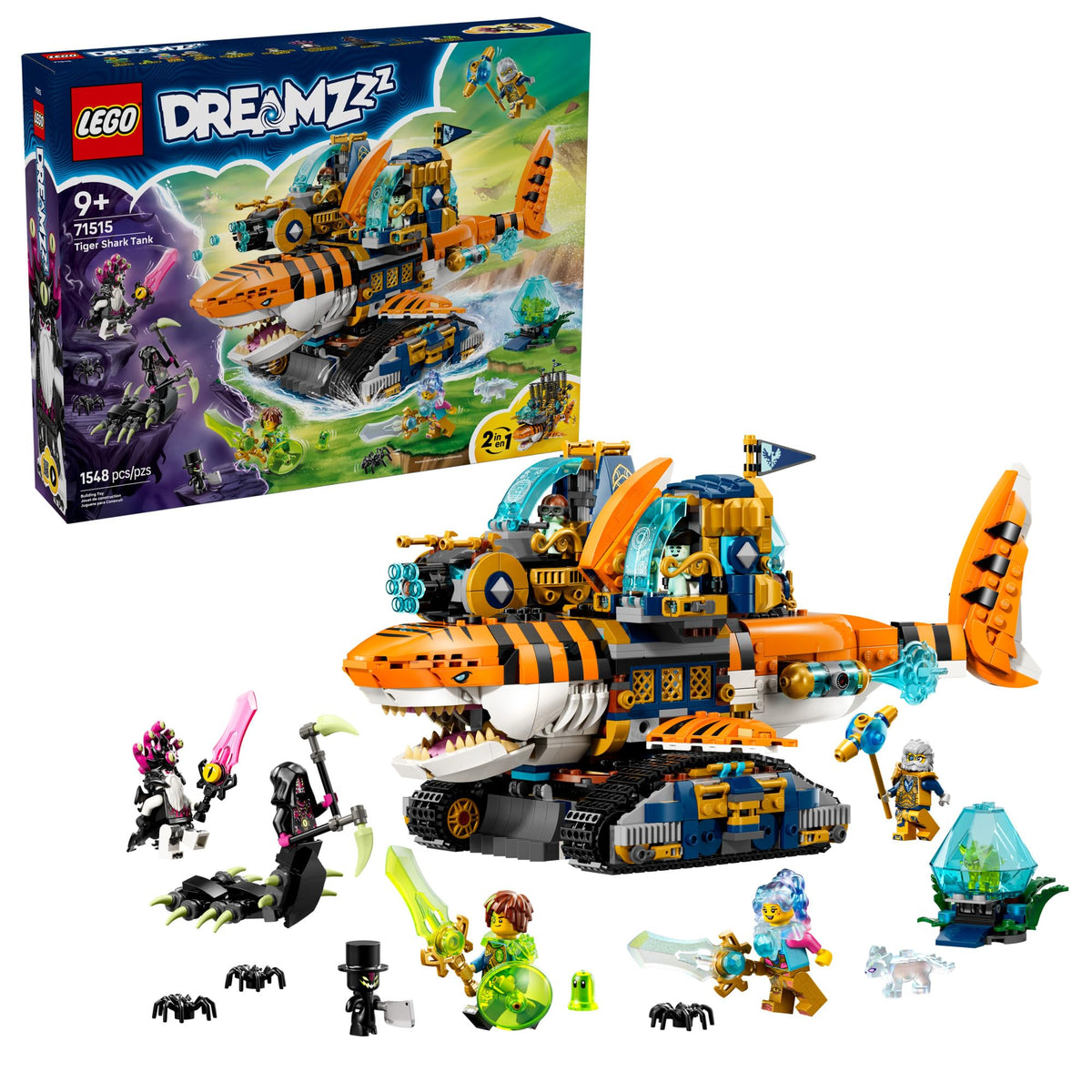 LEGO DREAMZzz Tiger Shark Tank with opening mouth for dramatic underwater play