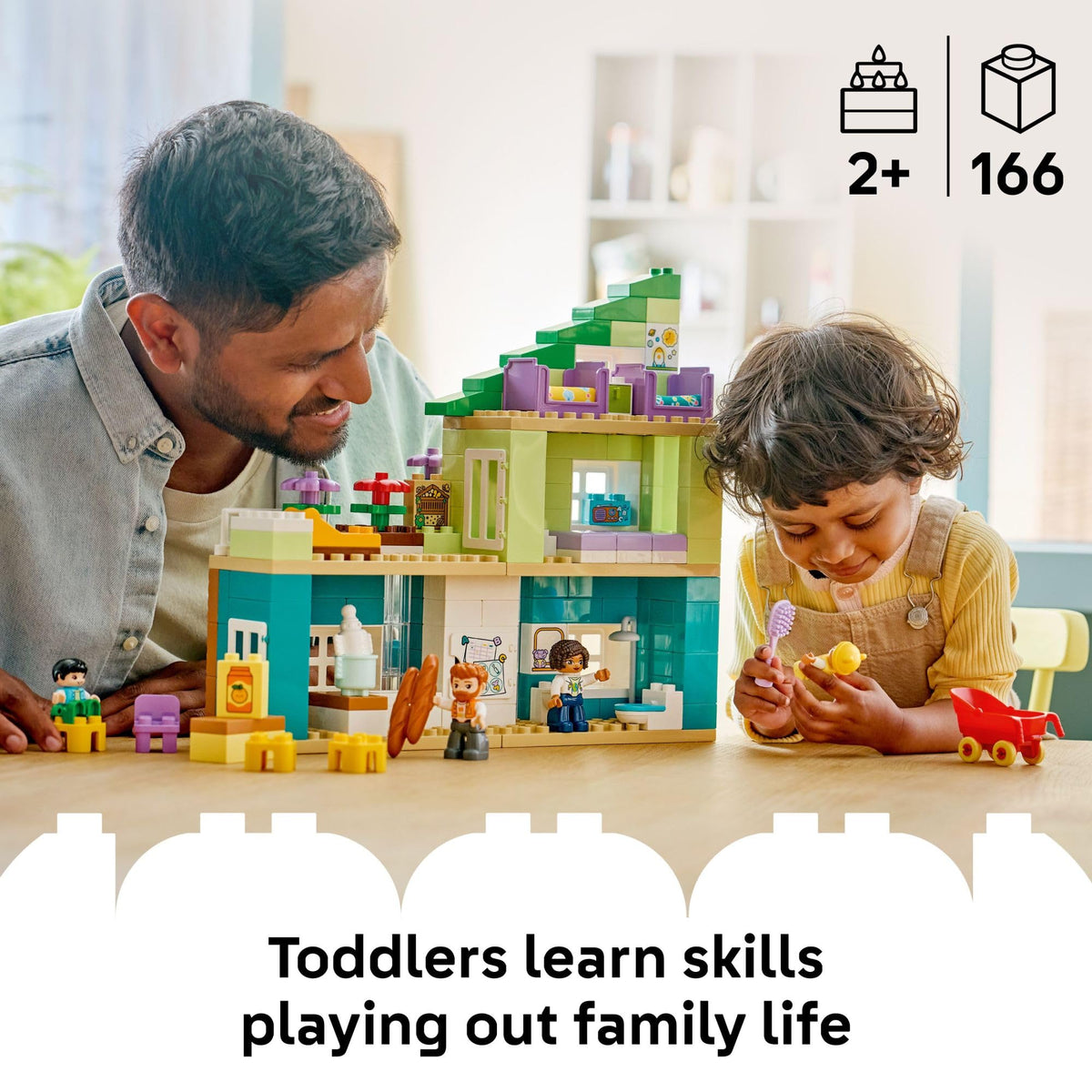 LEGO DUPLO 3-in-1 Modern Family House dollhouse configuration shows three build options for creativity.