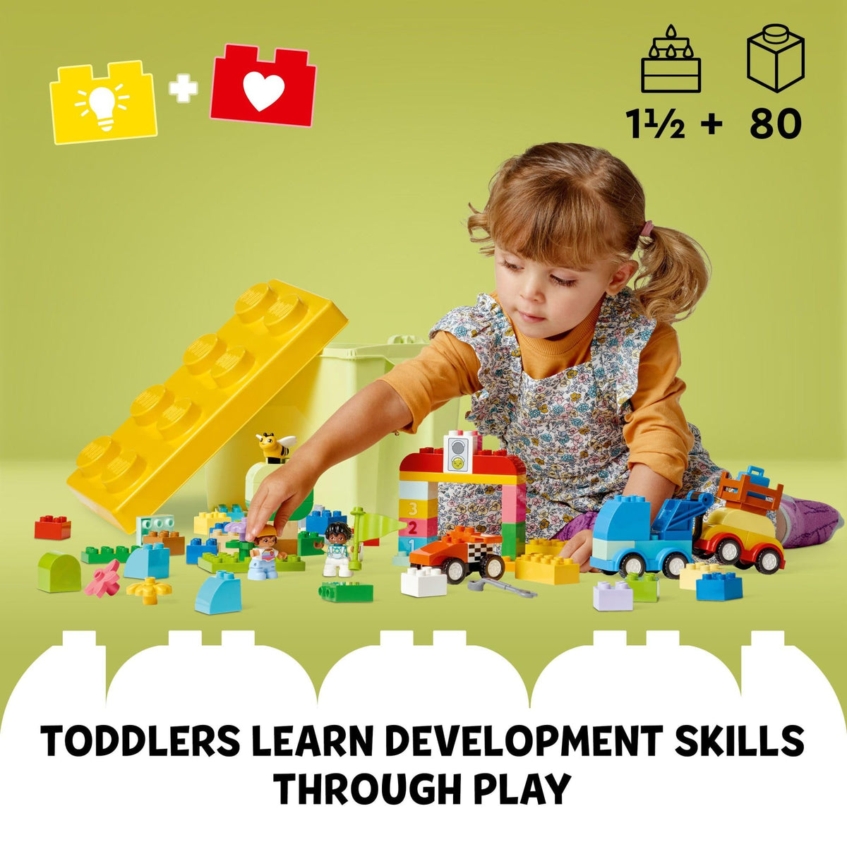 LEGO DUPLO race car elements encourage imaginative play and problem-solving