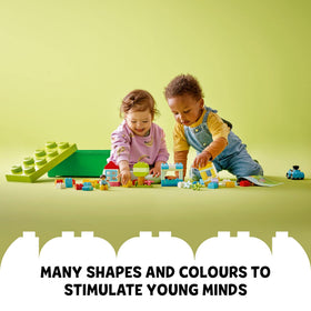 LEGO DUPLO Classic brick box storage box keeps pieces organized after playtime.