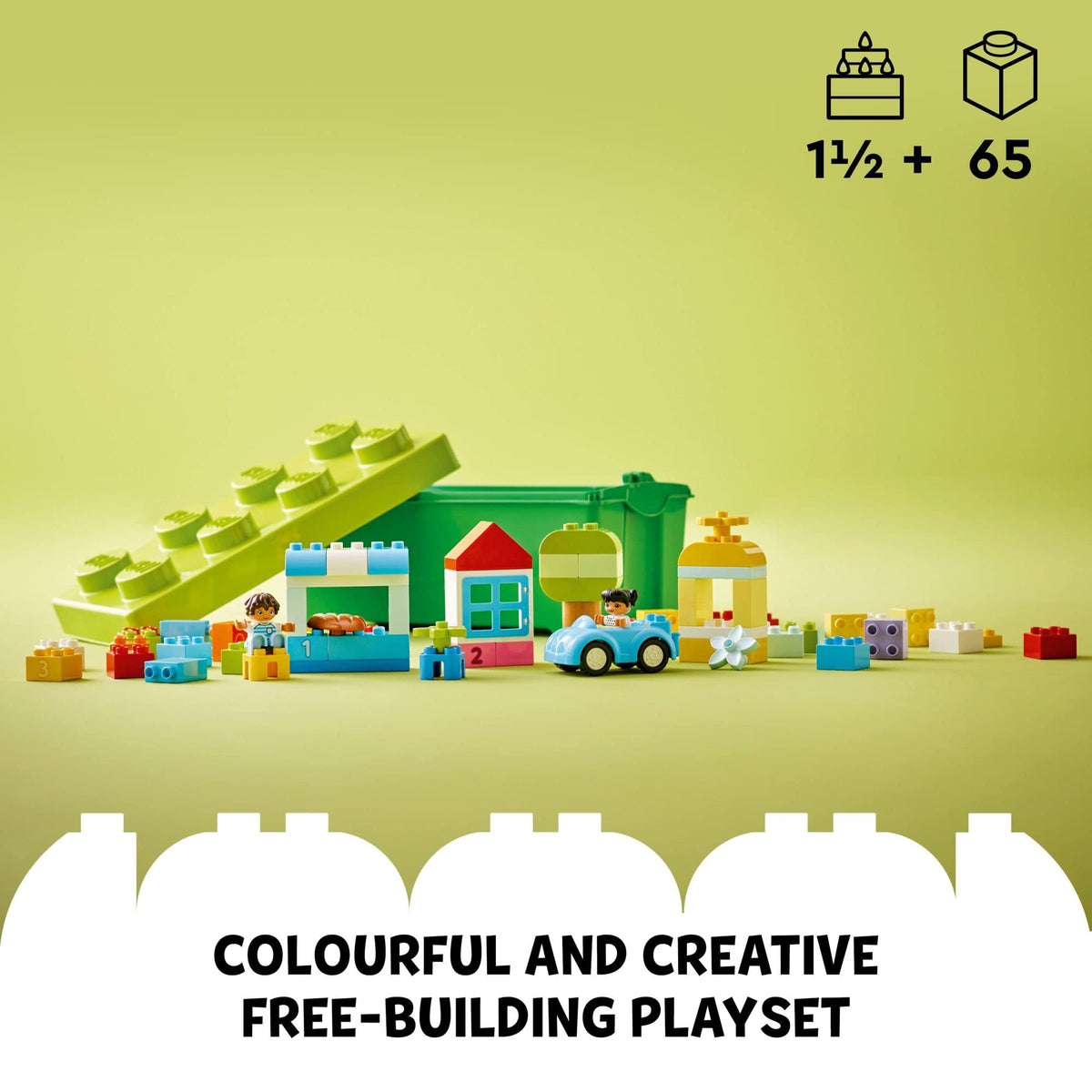 LEGO DUPLO Classic brick box toy car enables imaginative play and motor skill development.