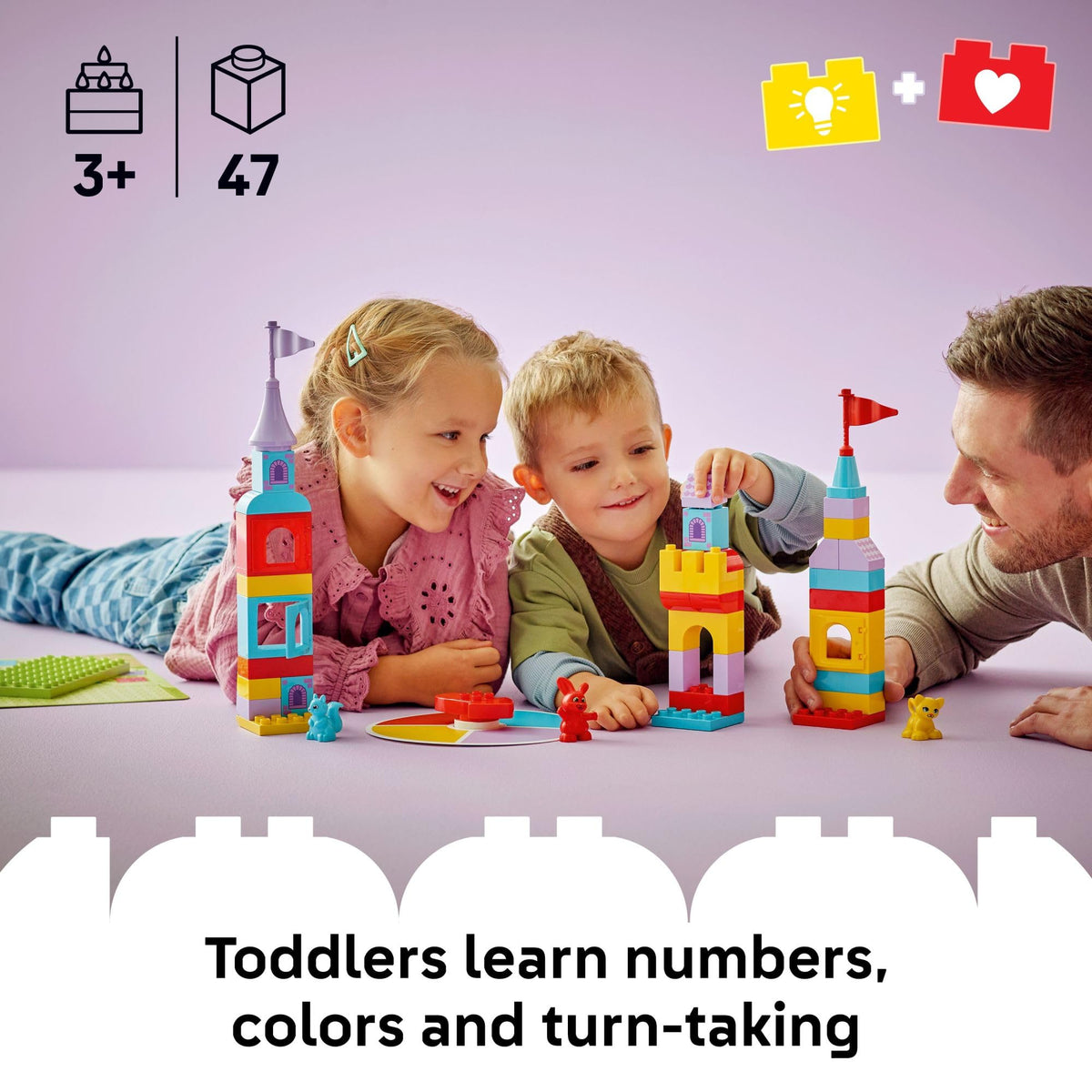 LEGO DUPLO Hopsy's Castle Game spinner helps kids practice counting and planning.