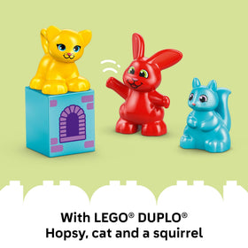 LEGO DUPLO Hopsy's Castle Game compact 47-piece set fits easily on shelves.