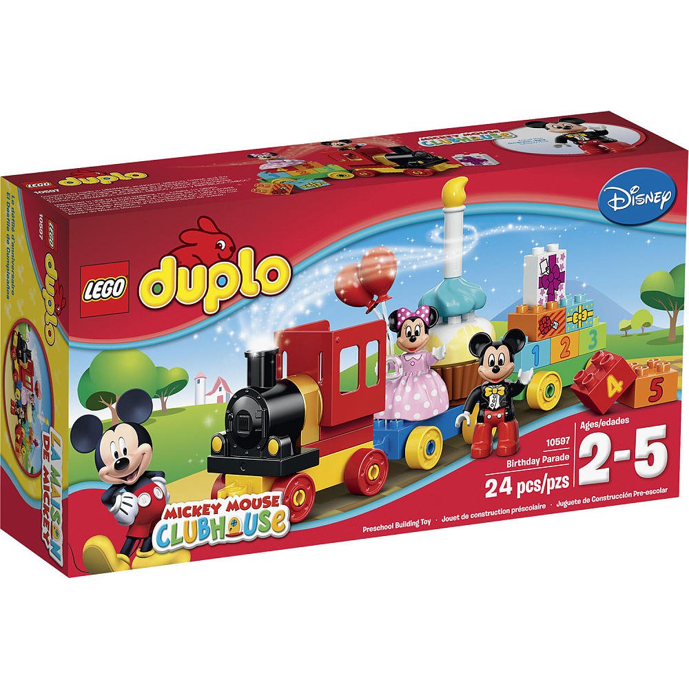 LEGO DUPLO Mickey Mouse and Minnie figures promote early fine motor skills through pretend party fun