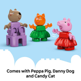 LEGO DUPLO Peppa Pig Funfair 53-piece set designed for little hands.