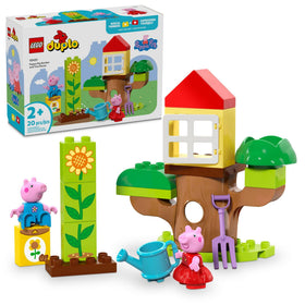 LEGO DUPLO Peppa Pig garden and tree house set with Peppa and George for imaginative play.