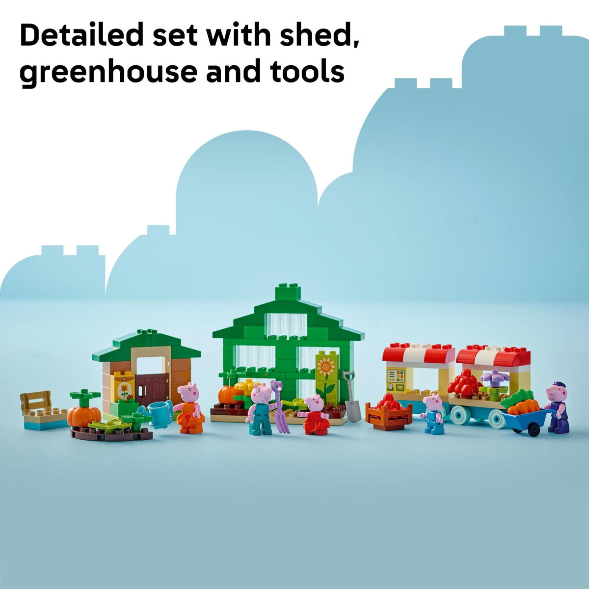 LEGO DUPLO market carts with produce—role-play shopping fun
