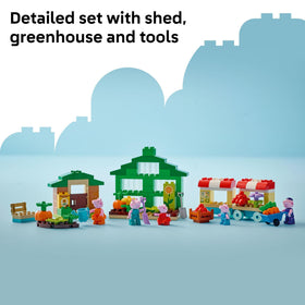 LEGO DUPLO market carts with produce—role-play shopping fun