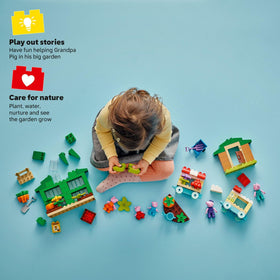 LEGO DUPLO shed with tools—realistic garden setup for pretend tasks