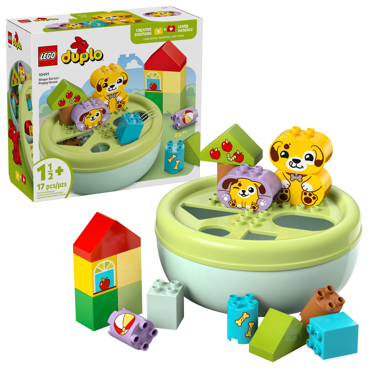 LEGO DUPLO Puppy House bricks colorful and easy to grip, supporting early motor skills.