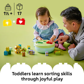 LEGO DUPLO Puppy House lid shown with shape sorter holes for play.