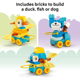 LEGO DUPLO Town 3-in-1 Animals on Wheels custom-creatures inspires creative mix-and-match play.