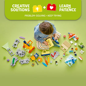 LEGO DUPLO Town figures and cat ready for imaginative adventures.